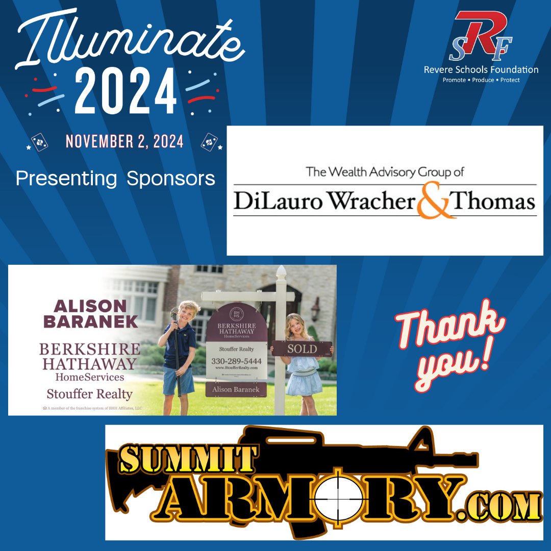 RevereSF's tweet photo. Just over 2 weeks until Illuminate 2024! This event would not be possible without our PRESENTING SPONSORS! These businesses have supported Revere Schools Foundation year after year, and we are incredible grateful for their continued support. Thank you!
https://t.co/St9UsrDQxb https://t.co/d1oJ1N8c2Y
