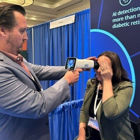 OptomedUS's tweet photo. Day 1 at the American Academy of Home Care Medicine! Excited to showcase the Aurora AEYE with #OptomedUS and #AEYEHealth. This AI-powered solution brings advanced eye care for diabetic retinopathy screening directly to home care. Stop by booth #310 to learn more! #AAHCM2024 https://t.co/XFRxTOq4YM