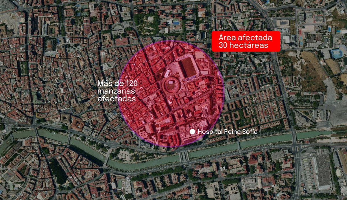 BarrioSinRuidos's tweet photo. Radio de afectación de los conciertos de la plaza de toros según los informes del @AytoMurcia y el @regiondemurcia . 30hA de edificios residenciales e incluso un hospital. La salud de los ciudadanos les importa poco. @la7tele @diariolaopinion @laverdad_es @ORMurcia @ANMR_Murcia https://t.co/FsUoiA3ZAD