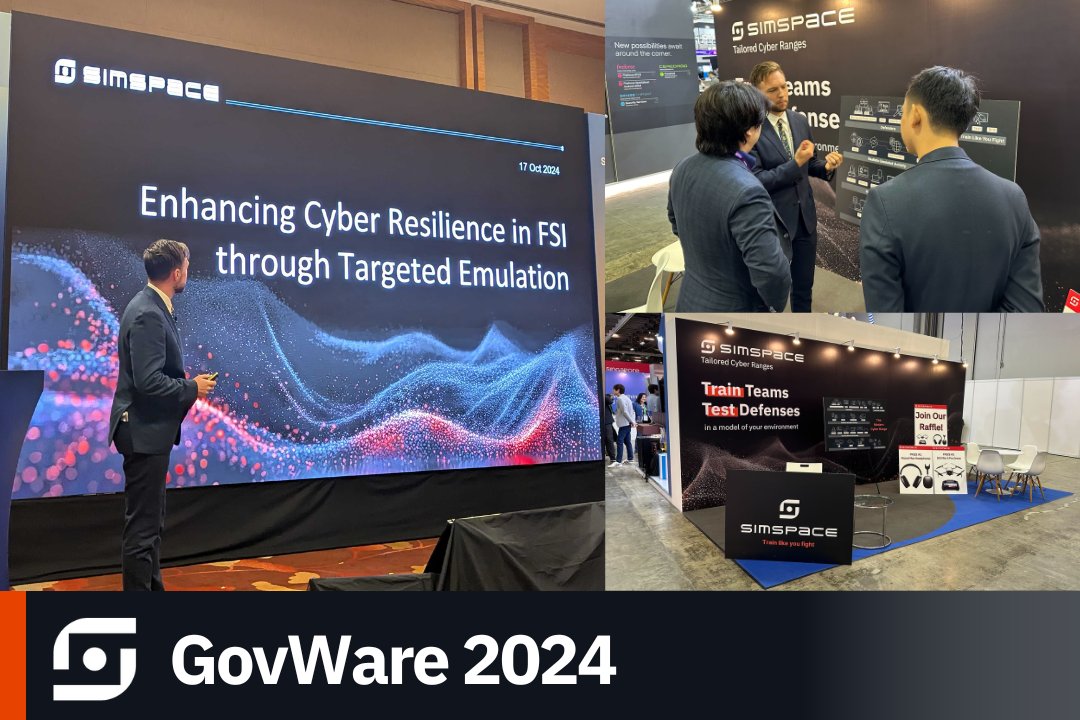 SimSpaceCorp's tweet image. A huge thank you to everyone who stopped by our booth at #GovWare!  It was fantastic connecting with you &amp;amp; sharing insights on #Cybersecurity innovation. Shoutout to Graham Westbrook for his expert session! If you missed us, let's connect! hubs.la/Q02T_ZGG0
#CyberDefense