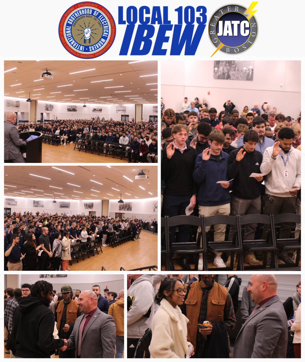 LAntonellis103's tweet photo. Love to swear in new @IBEW103 members! ❤️ 
#LFG 🇺🇸🇺🇸🇺🇸
#PoweringBoston 
#WePlugYouIn 🔌 
👷🏾‍♀️👷🏼‍♂️👷🏻‍♀️👷🏾‍♂️🦺🧰🪜🛠️ @necaboston https://t.co/A0wmDJbUHK