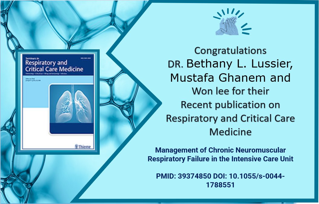 #DaiWaiOlson #UTSWNeurology @UTSWNeuroRes #neuronurses #neuroscience #neurotwitter #MedTwitterGreat, Congratulations DR. Bethany L. Lussier and team for their Recent publication on Respiratory and Critical Care Medicine! Click the link to read. pubmed.ncbi.nlm.nih.gov/39374850/