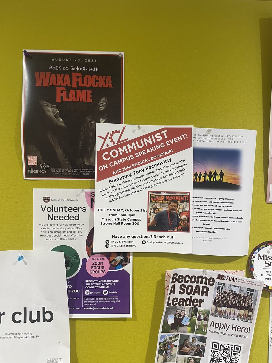 OzarkMtnMarx's tweet photo. Gave out about 50 of these mini flyers today and looking to give out 50 more on Monday, and put up 30 of these big ones around campus, here’s to a good speaking event with Tony P https://t.co/YfmHIjImEv