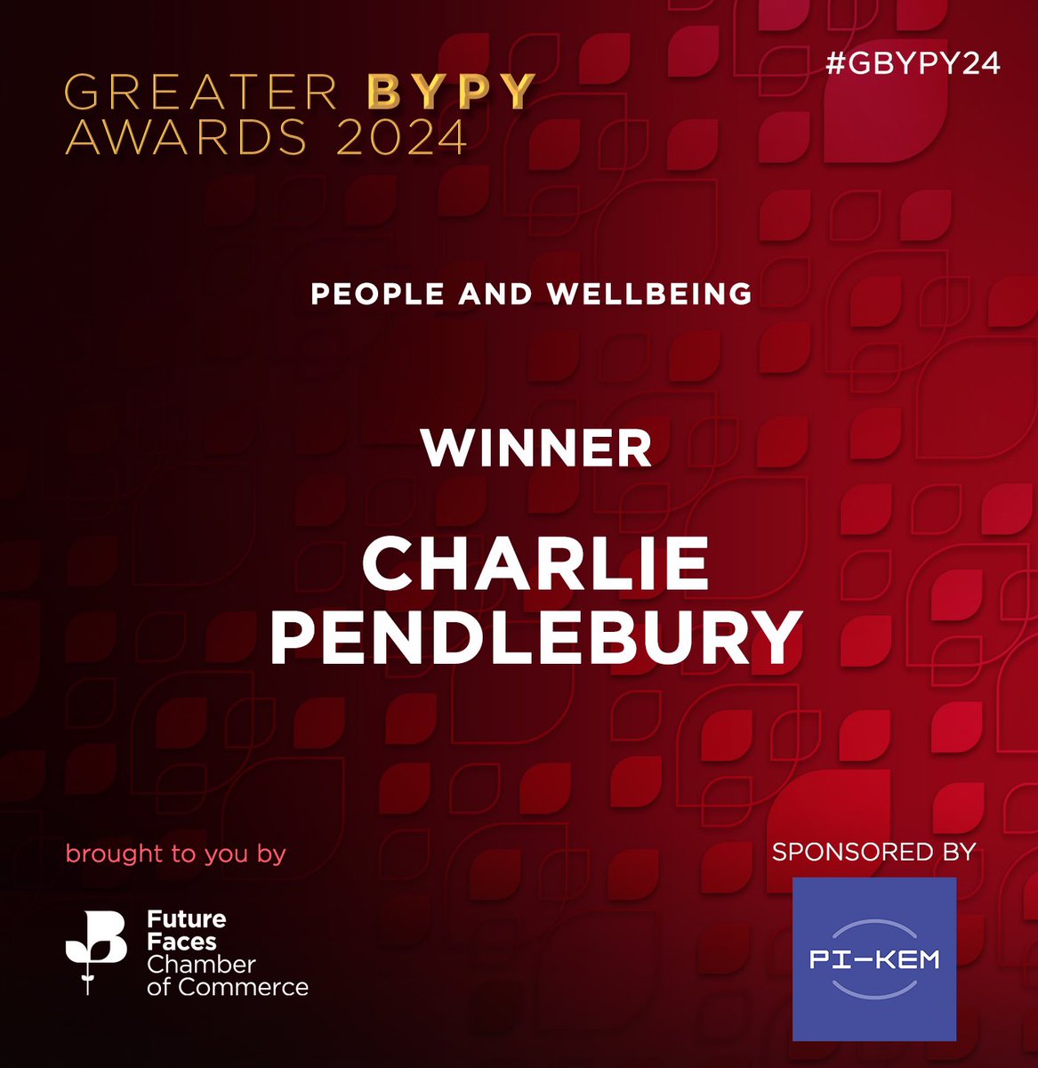 Sponsored by <a href="/PIKEMLTD/">PI-KEM</a> our #People and #Wellbeing winner is.. Charlie Pendlebury from <a href="/MillsandReeve/">Mills & Reeve</a>! 🥳👏🍾 #GBYPY24