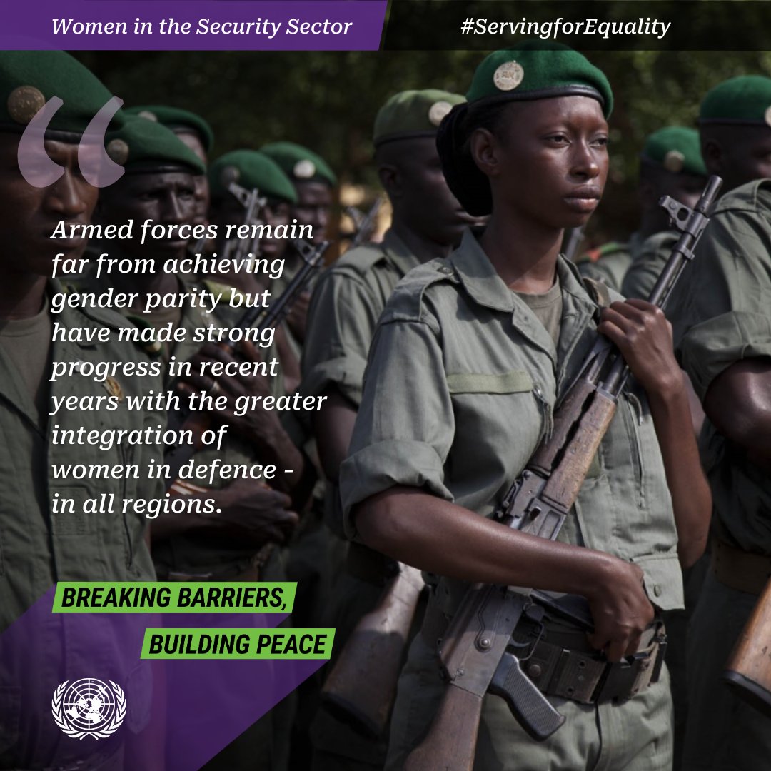 UN_SSR's tweet image. Armed forces remain far from achieving gender parity but have made strong progress in recent years with the greater integration of women in defence, in all regions.
#WomenInDefenceReport 👉 bit.ly/4f447F8

#Servingforequality