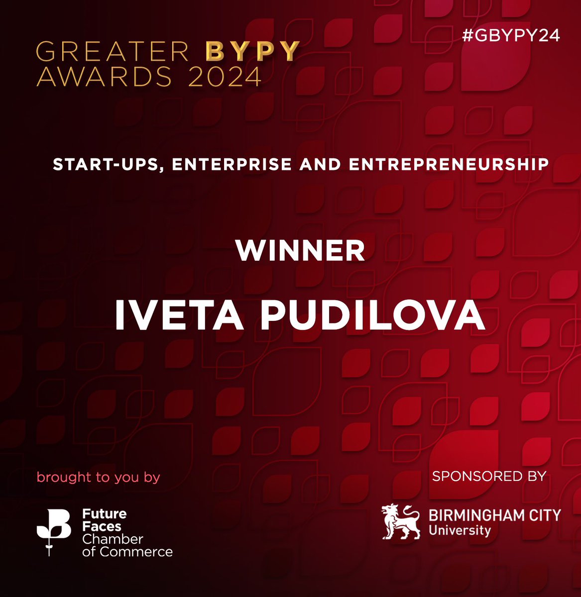 This year’s #Startups #Enterprise and #Entrepreneurship winner is Iveta Pudilova from Happy Autistic Lady! 🥳👏🎉 Kindly sponsored by <a href="/MyBCU/">Birmingham City University</a> 🤝 #GBYPY24