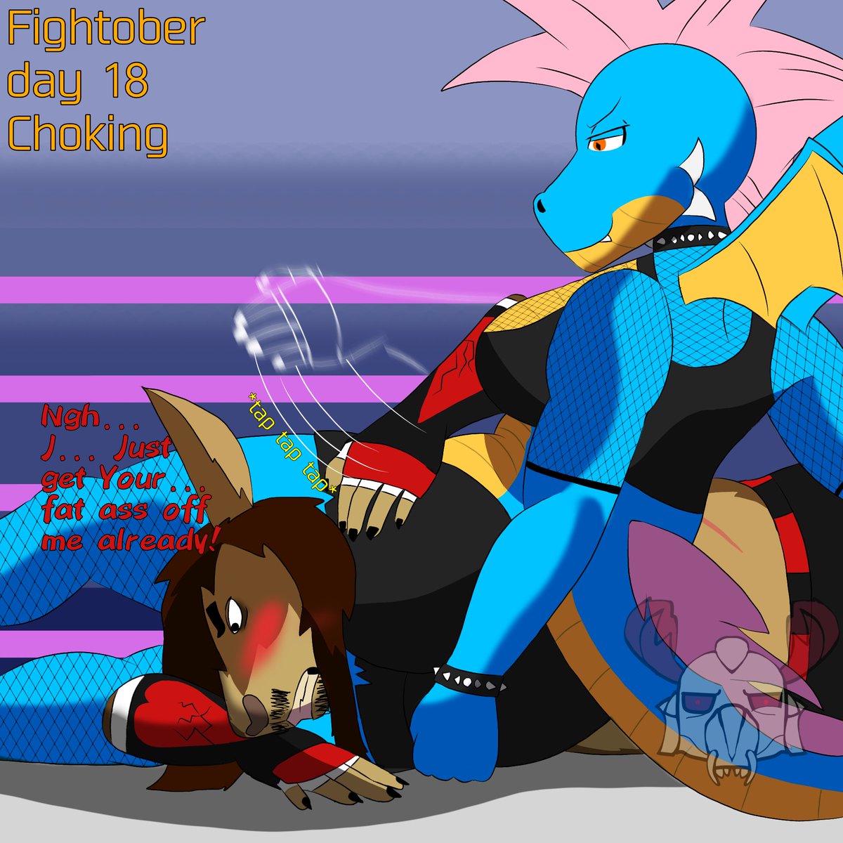 Fightober day 18
Big lovely dragon lady - <a href="/Nekotigerfire/">Nekotigerfire</a> 
(Karter probably enjoys it but decided to shorten his humiliaton)
Enjoyed drawing this so much!