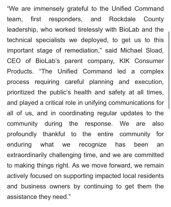 CodyAlcorn's tweet photo. As #Biolab continues to dodge news conferences &amp; refuse to answer questions from the disaster that closed schools, businesses &amp; displaced families in Rockdale County, their crisis management PR firms issues generic copy, paste press release. https://t.co/nat14Cgiln