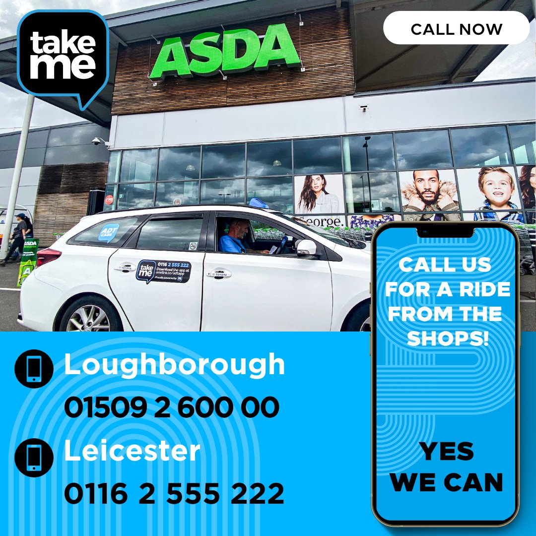 TakeMeLeics's tweet photo. Shopping today? 🛍️ Book your ride to your favourite shops with ease. Don't forget to call us if you would prefer to make a booking via the phone! 📞 

Loughborough - 01509 2 600 00 
Leicester - 0116 2 555 222

#shopping #highcross #towncentre #meridian #fossepark #takeme https://t.co/AgA4HfY2WL