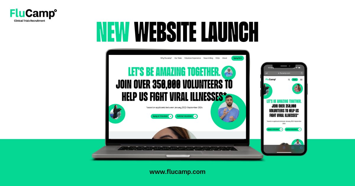 🚀 We’re Live with our new website!
To learn more about how you can help advance medical research, participate in our paid clinical trials &amp; make a difference in the fight against flu + other respiratory viruses, visit flucamp.com✨

#FluCamp #ClinicalTrial