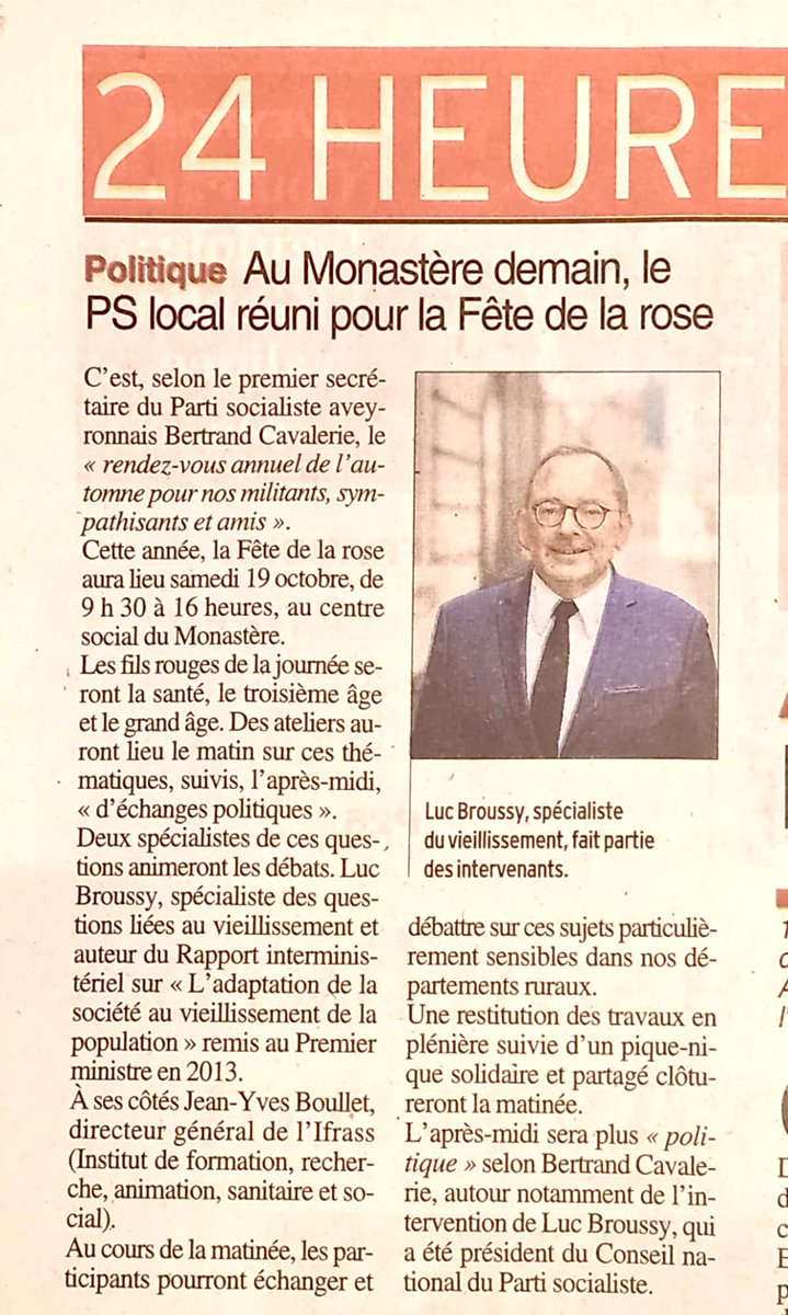 LucBroussy's tweet photo. C'est @ladepechedumidi qui l'écrit : demain j'entre au Monastère !

Merci aux socialistes de l'Aveyron de m'avoir invité à parler ce samedi à Rodez du grand âge avant un propos plus politique dans l'après-midi.

Puis j'irai pour la première fois à Clairvaux d'Aveyron, là où vécu à la fin du 19ème siècle mon arrière grand-père et mon arrière-arrière grand père...

@faureolivier @CaroleDelga @BCavalerie @RichardBouigue