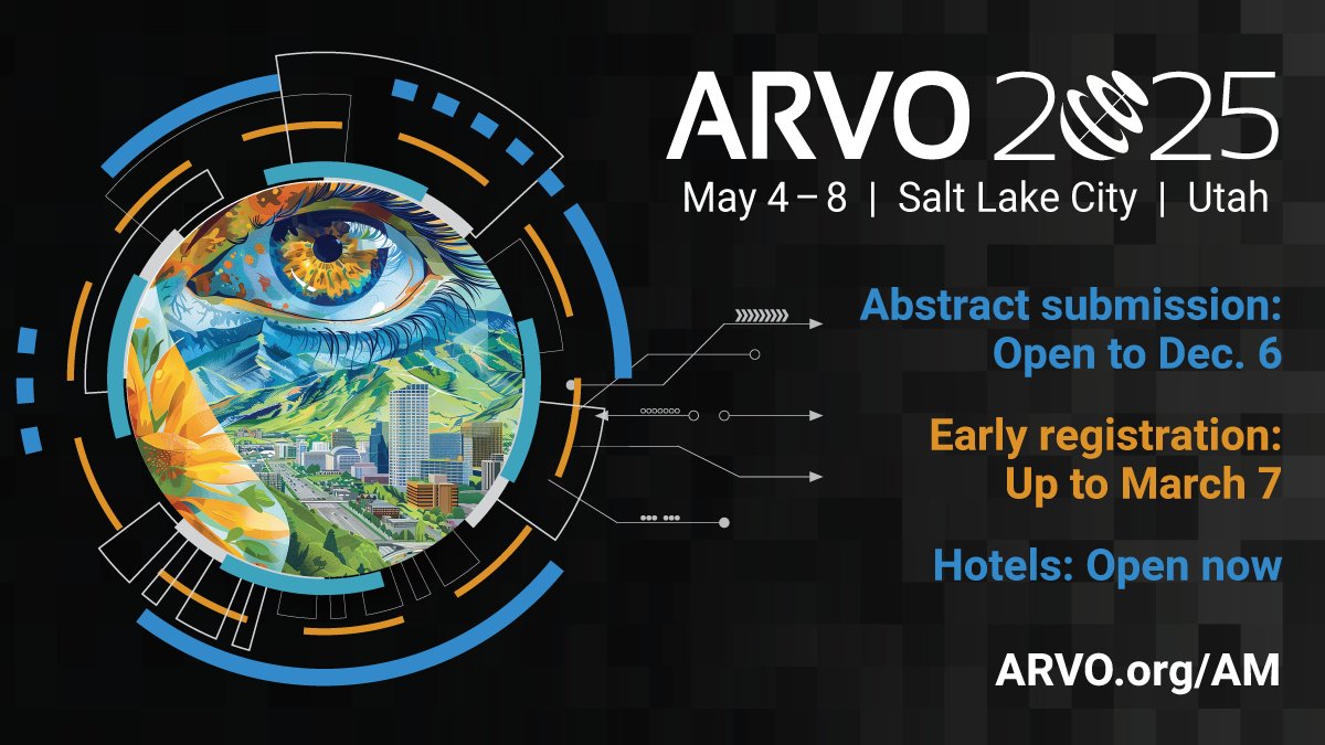 ARVOinfo's tweet photo. The wait is over! You can submit your abstracts now for a chance to showcase your new, original #VisionResearch to a global audience at #ARVO2025 (May 4-8, Salt Lake City, Utah). @ARVOinfo membership for 2025 is required to submit. Deadline is Dec. 6. https://t.co/dJuRXLZmMA https://t.co/l2jL7ggoZP