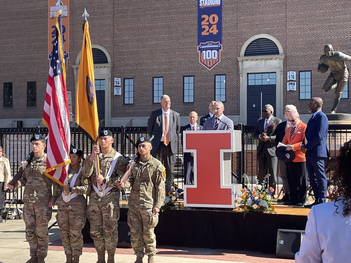 Scott Beatty (@scott_beatty) on Twitter photo As a centerpiece of the Memorial Stadium rededication ceremony, <a href="/IlliniFootball/">Illinois Football</a> alum Col. Michael Hopkins speaks about the stadium as a military memorial and recognizes the three most recent names added to the columns. As a centerpiece of the Memorial Stadium rededication ceremony, <a href="/IlliniFootball/">Illinois Football</a> alum Col. Michael Hopkins speaks about the stadium as a military memorial and recognizes the three most recent names added to the columns.