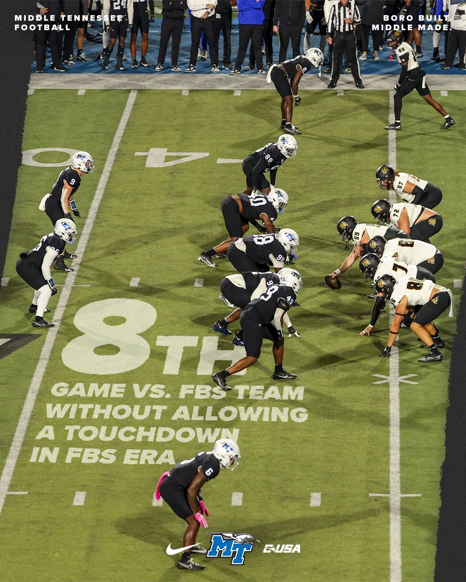 Locked 'em down 🔒

Tuesday's win was the 8th time in our FBS era holding an FBS opponent without a touchdown.

#BoroBuiltMiddleMade