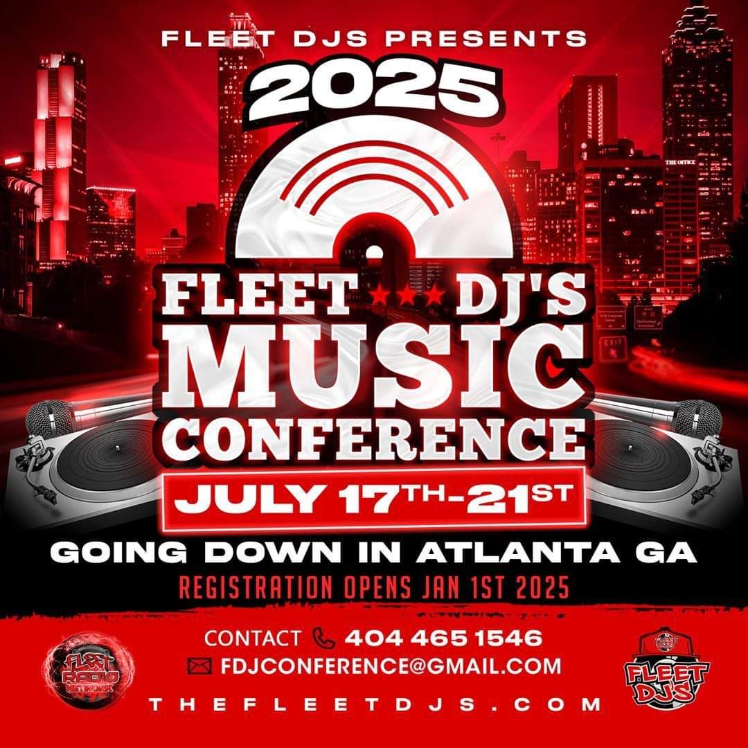WestonM44518740's tweet image. @fleetdjs would like to announce 2025. fleetdjmusicconference  is going down july 17th-21st in Atlanta, Ga . Registration opens Jan 1st on thefleetdjs.com  More info call 404 465 1546 or email fdjconference@gmail.com #fdjconference #fleetdjs @FLEETDJS @fleetnation1