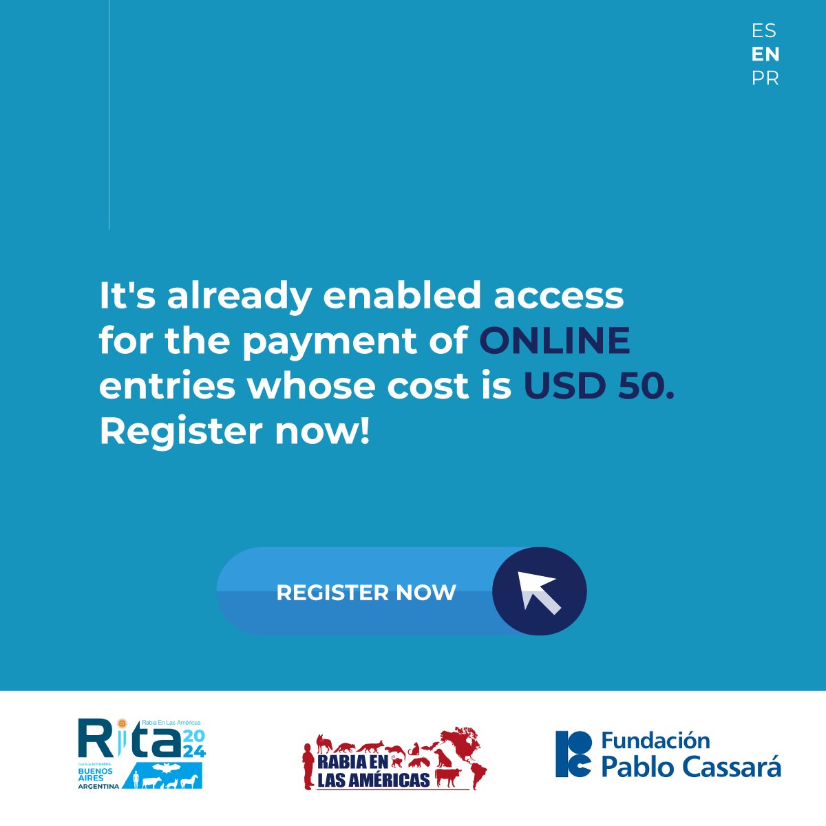RabiesIn's tweet photo. 📃 PAGO ENTRADAS ONLINE DISPONIBLE 📃
Registrate aquí: https://t.co/LrUanPHnvm

📃 PAYMENT ONLINE ENTRIES ENABLED 📃
Register here: https://t.co/m1eU9kGjv5

📃 PAGAMENTO DE INSCRIÇÕES 📃
Cadastre-se agora: https://t.co/p4Jf1lNDGn https://t.co/1sxp9ZOBat