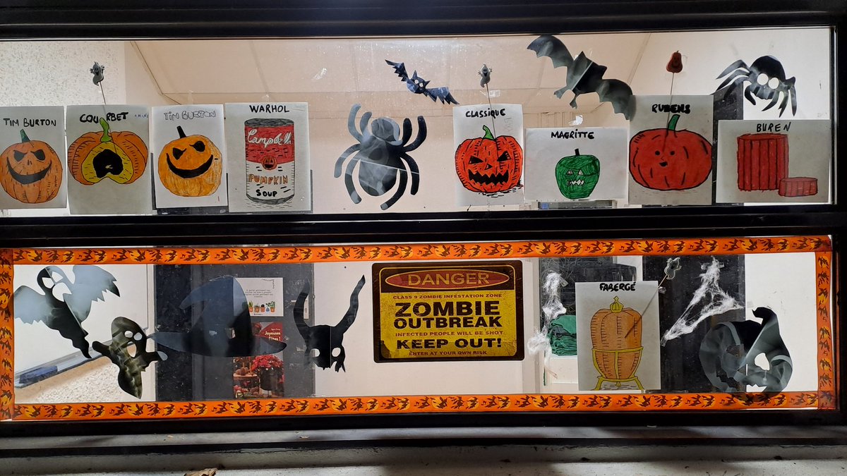 <a href="/LaMarquisanne83/">Collège La Marquisanne</a> Les 4è1 Segpa ont également participé à "Halloween Contest" en décorant la vitrine de l'atelier ERE. On a stylisé les citrouilles 🎃 façon T.Burton, Fabergé, Ruben ou A. Warhol. <a href="/MarchettiA12/">Alexia Marchetti</a>. 👏 pour cette action 👻👍🏼