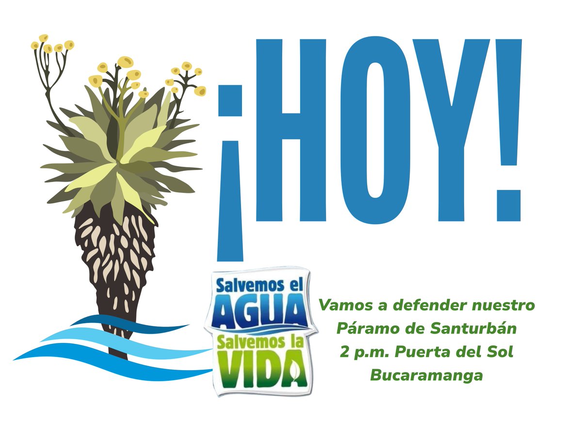 Hoy 2 pm #MarchoXSanturbán exigimos #FueraMinesa-ArisMining de #Santurbán #NuestroOroEsElAgua