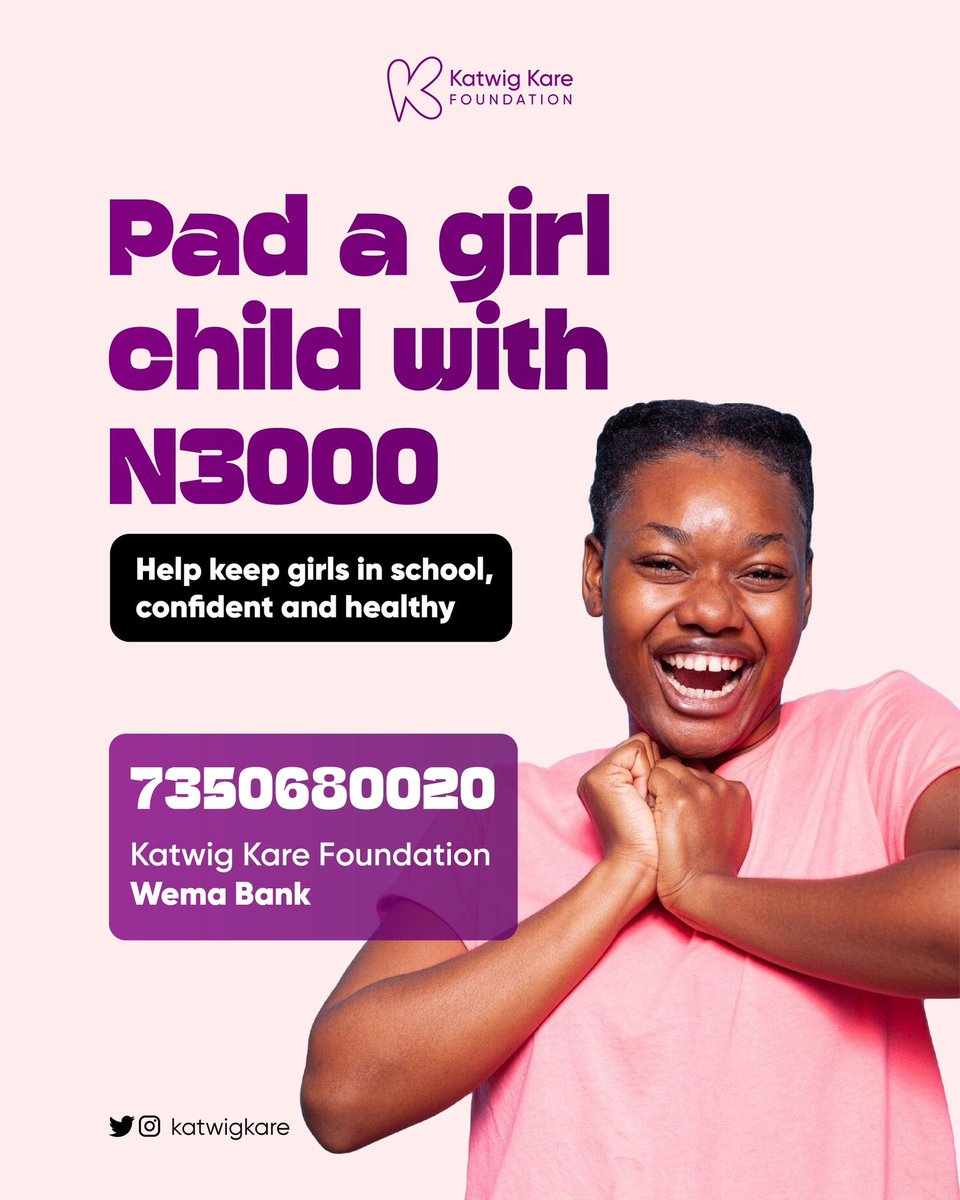 KatwigKare's tweet photo. “Empowering Girls, One Pad at a Time”
Your donation helps:
✅ Keep girls in school, confident and healthy
✅ Break period poverty and stigma
✅ Empower girls to pursue their dreams. 

#PadsForGirls #MenstrualHygiene #GirlChildEducation #Girlchild #ReusablePads #kkf #katwigkare https://t.co/X8K7YQnBDf