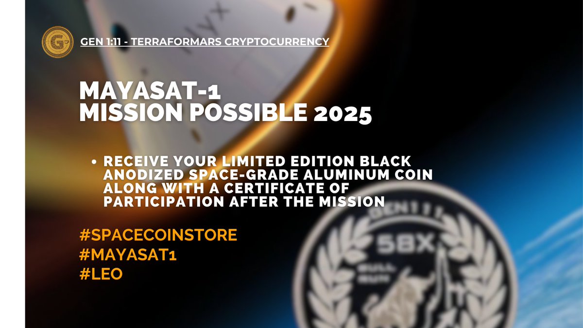 gen111_token's tweet photo. Your Gateway to Space: Genesis SFL – A European Space Agency Supported Company
MayaSat-1 is expected to launch NET FEBRUARY/JULY
https://t.co/WwlPbwIfeF
#MayaSat1 #SpaceX #Space