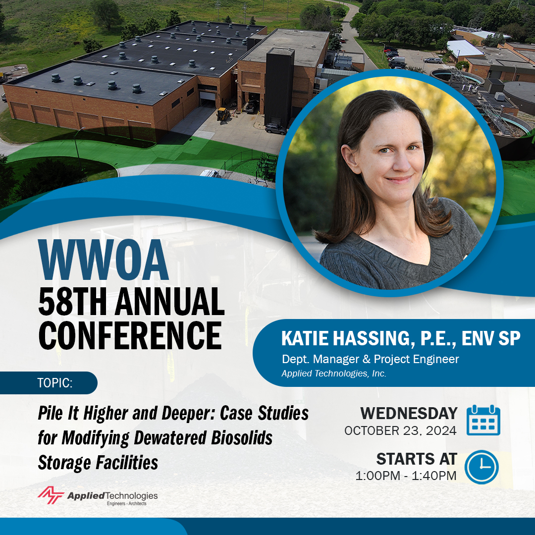 We're proud that Katie Hassing, ATI's Environmental Dept. Manager, presenting at this year’s #WWOA conference! 👏 Join her on Oct. 23 at 1:00 PM to learn about innovative biosolids storage solutions in “Pile It Higher and Deeper.” Don’t miss it!
#Biosolids #WastewaterEngineering