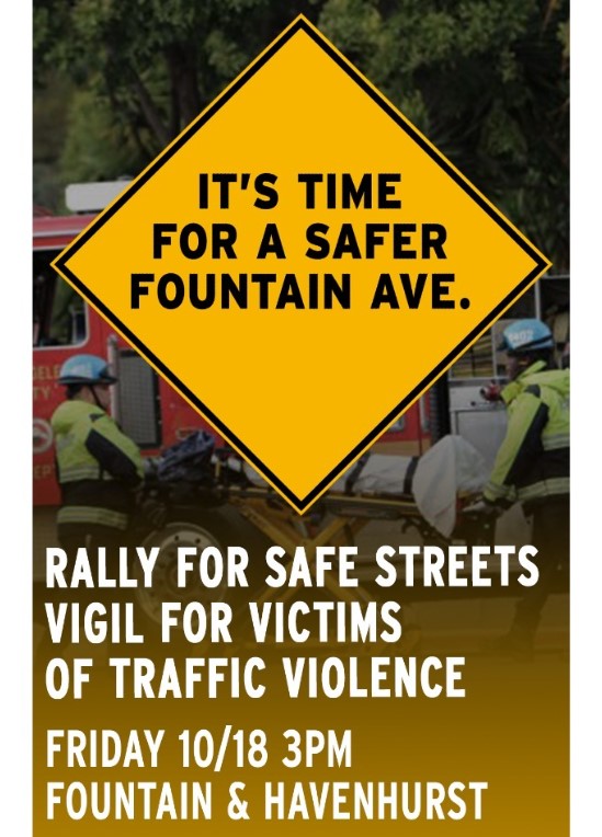Today at 3pm at Fountain and Havenhurst in West Hollywood there will be dueling pro-bike and anti-bike rallies. WeHo City has a fairly ambitious plan to make Fountain safer, including protected bike lanes. Opponents have expressed concerns about preserving on-street parking.