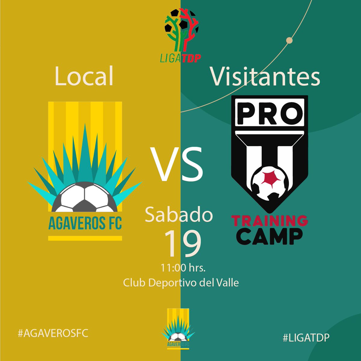 agaveros_fc's tweet photo. En esta 4ta jornada, toca jugar contra PRO CAMP! ⚽

📆 Sábado 19 de Octubre a las 11:00a.m.

Nuestros jugadores han trabajado sin descanso y están preparados para dejar el alma en la cancha. ¡Acompáñanos a luchar por el triunfo! 🏆

#LigaTDP #AgaverosFC https://t.co/n0amRGCXo3