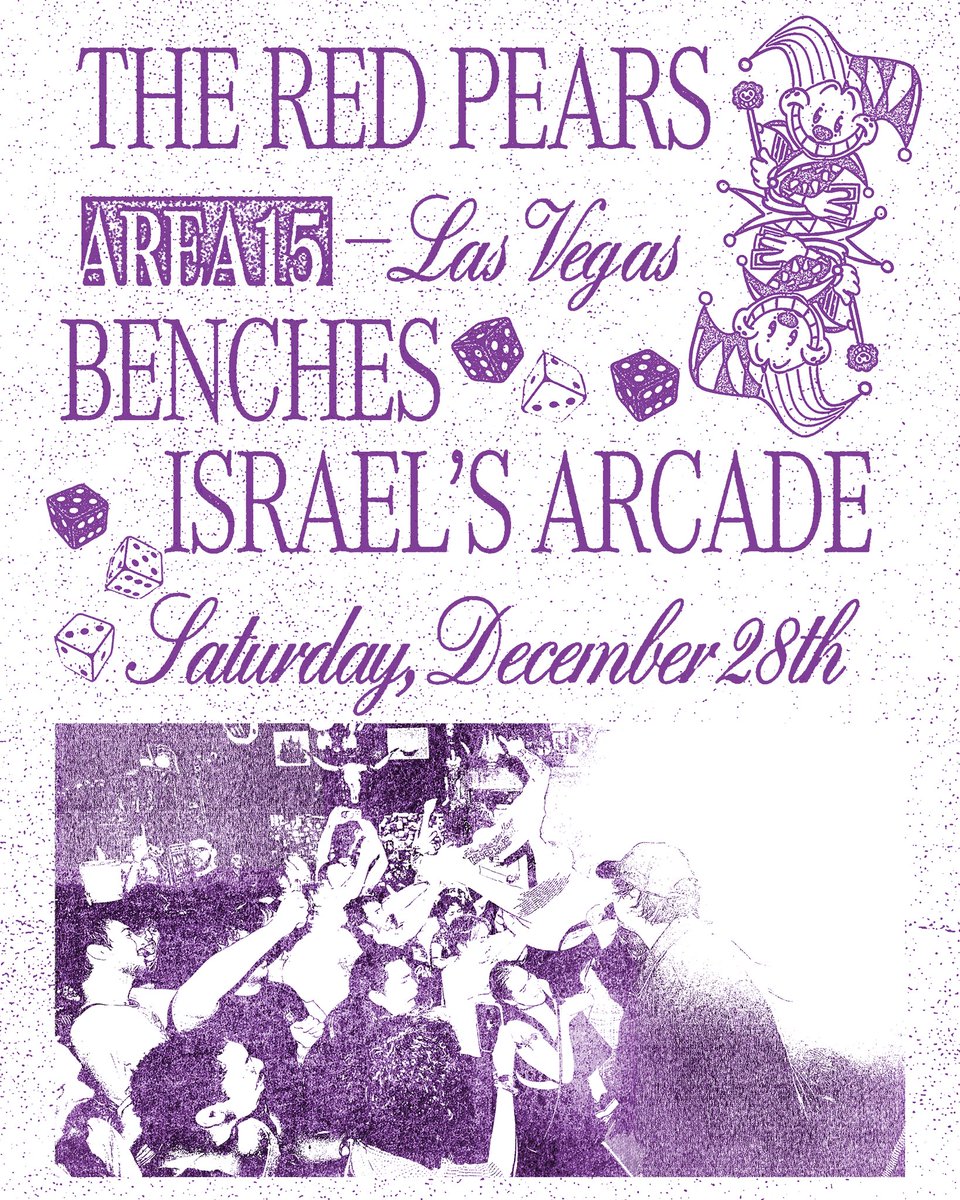 VEGAS!!! 🎰 🤡 

YOU ASKED 
WE DELIVERED 
COME CELEBRATE OUR LAST SHOW OF 24’ 
WITH US <a href="/benchesband/">benches</a> &amp; <a href="/israelsarcade/">Israel’s Arcade</a> at <a href="/AREA15official/">AREA15</a> 

TICKETS NOW ON SALE ❗️♥️

area15.com/events/the-red…