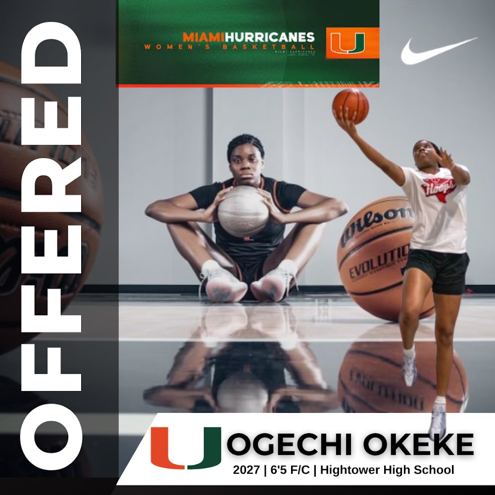 Ogechi Okeke (@ogechi_okeke25) on Twitter photo After a great conversation with Coach Cullop (<a href="/CoachCullop/">Tricia Cullop</a> ) I am excited to receive an official offer from <a href="/CanesWBB/">Hurricanes Women’s Basketball</a> ! I look forward to getting to know more about Canes Women’s Basketball. #NikeBasketball
<a href="/ladyhoustonhoop/">Houston Hoops South</a> After a great conversation with Coach Cullop (<a href="/CoachCullop/">Tricia Cullop</a> ) I am excited to receive an official offer from <a href="/CanesWBB/">Hurricanes Women’s Basketball</a> ! I look forward to getting to know more about Canes Women’s Basketball. #NikeBasketball
<a href="/ladyhoustonhoop/">Houston Hoops South</a>