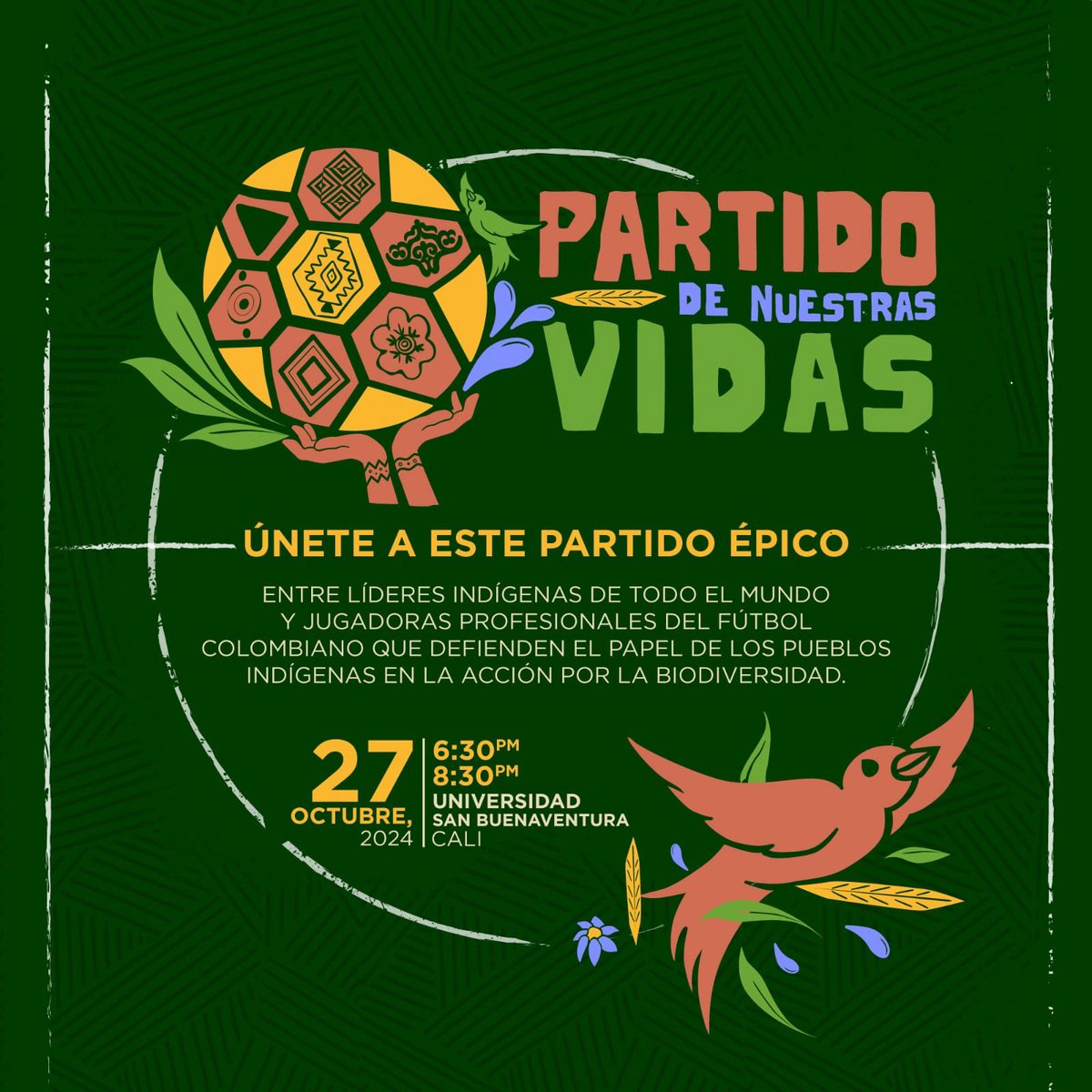 ESAvaaz's tweet image. ¡Únete al partido entre líderes indígenas y jugadoras profesionales del fútbol colombiano que defienden el papel de los pueblos indígenas en la acción por la biodiversidad! ⚽ @OPIAC_Amazonia 

#COP16Colombia 

Encuentra toda la información a continuación: