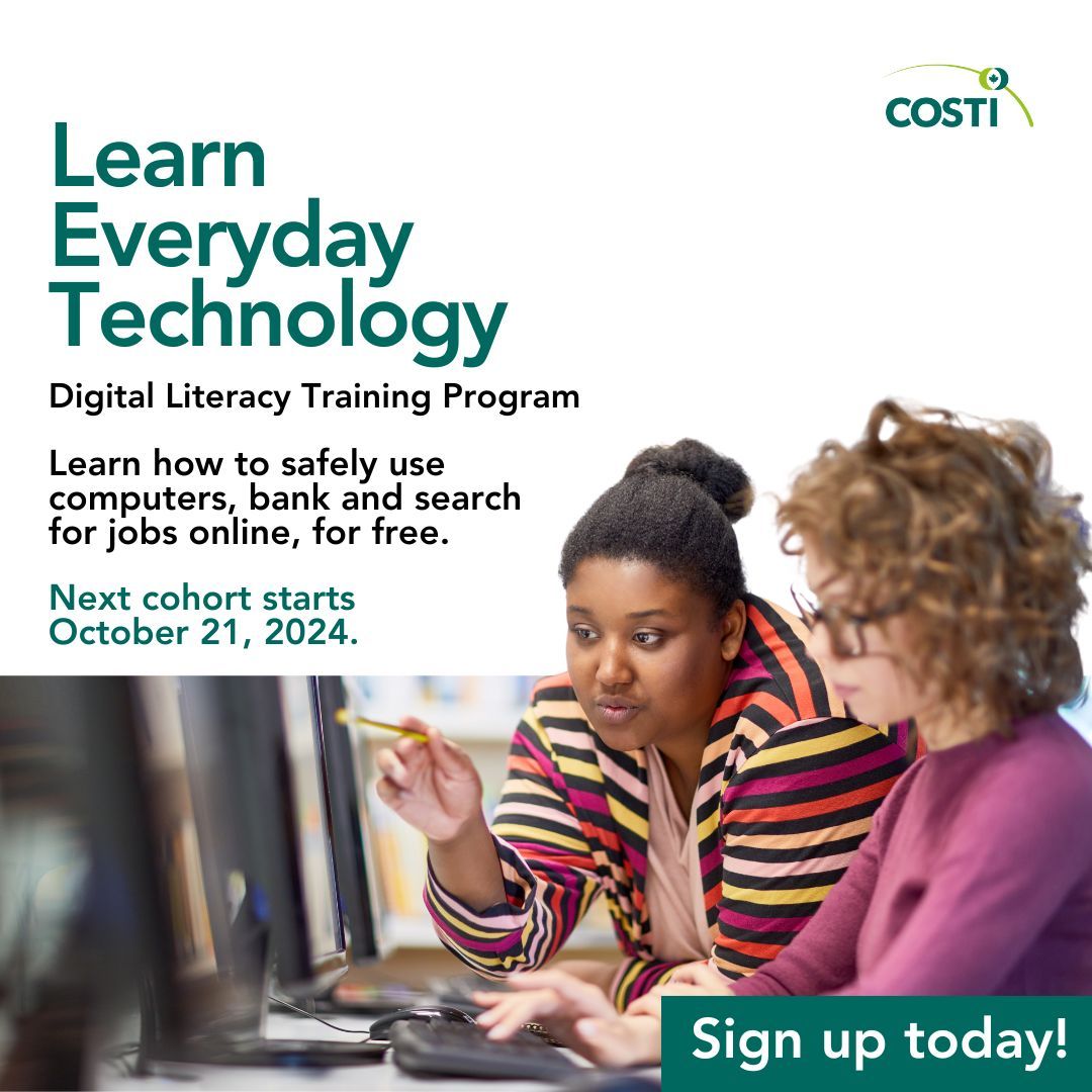 COSTI_org's tweet image. Ready to bridge the digital gap? Learn everything from basic computer skills to communication tools in this program for residents of Peel Region. Register Now: buff.ly/40aekvA
#FreeComputerCourse #DigitalLiteracy #MediaLiteracy