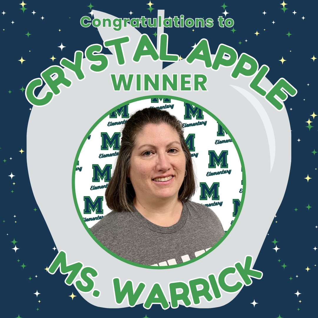 Congratulations to Ms. Hefty and Ms. Warrick, our Crystal Apple Award Winners for the 1st 9-weeks! 🎉 Thank you for going above and beyond for our students every day!