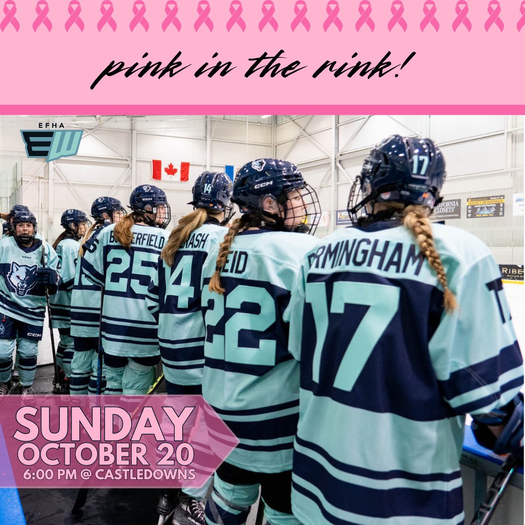 On Sunday, we will be wearing pink for our annual #PinkInTheRink game for #BreastCancerAwarenessMonth💗 Did you know that 1 in 8 women will develop breast cancer during their lifetime? 🎗️

Join us in raising awareness by wearing pink 👚 on Sunday!