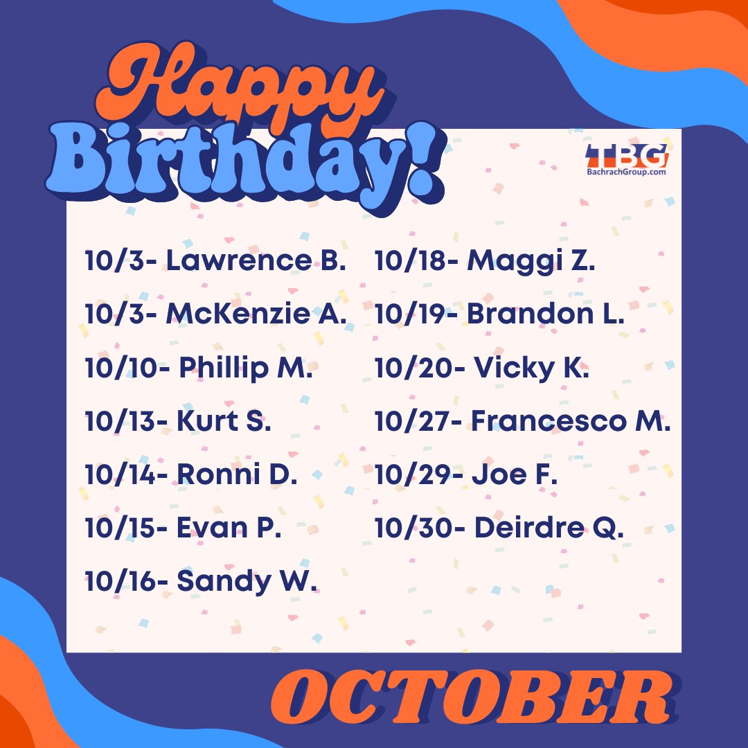 Wishing all of our October-born TBGers a birthday full of joy and success! Cheers to an amazing day and even better days ahead!

#HappyBirthday #October #TBG50