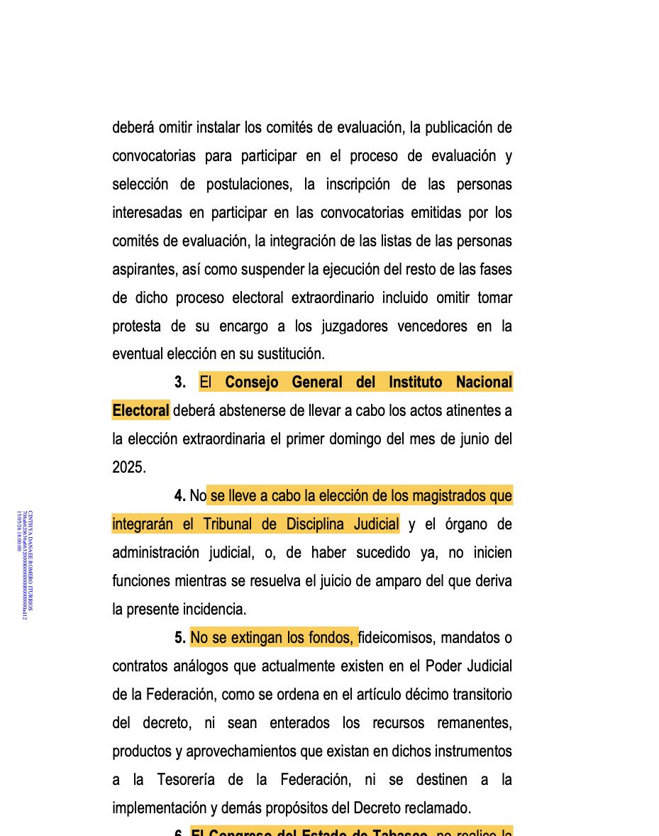 Hoy nos dieron la suspensión definitiva contra la Reforma Judicial.

Esta suspensión ordena detener la implementación de toda la reforma:

1. Detiene el despido masivo de jueces y magistrados.

Ni uno solo podrá ser removido de su puesto. Esto los protege, entre otras cosas,