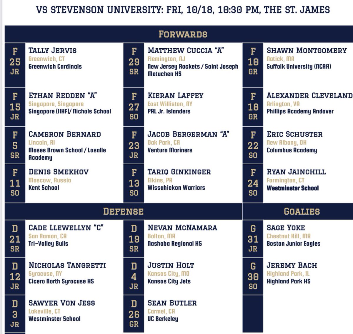 It’s Gameday‼️

Join us tonight at the St. James to watch your Revs play against Stevenson University at 10:40PM. Make sure not to miss it🏒

#gameday #gwhockey