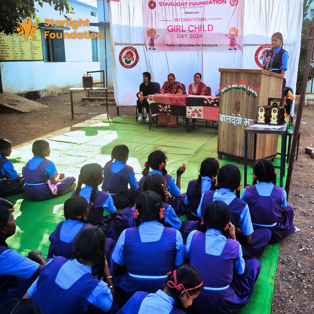 Starlightfo_'s tweet photo. Today, we celebrated the International Day of the Girl Child at Govt. Higher Secondary &amp; Middle School, Purai, with over 70 girls. We organized a variety of engaging activities, allowing many to share their perspectives on this year's theme, "'Girl's Vision For The Future" https://t.co/QTUkz4PjQS