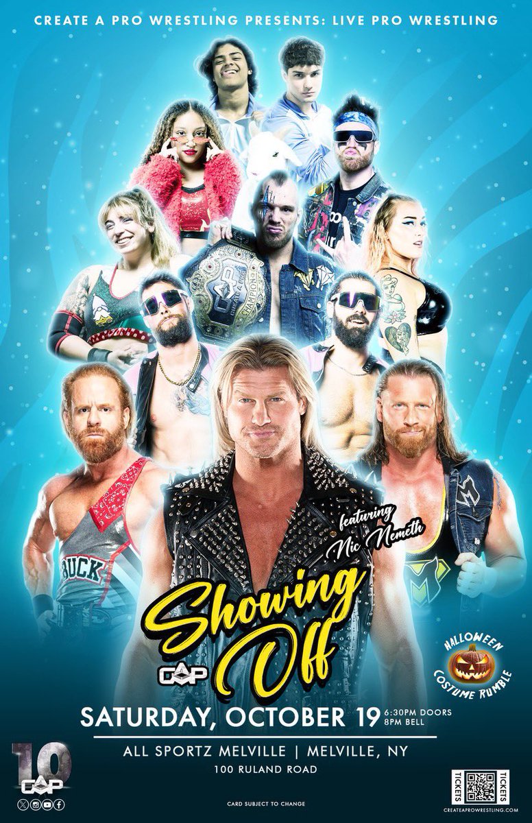 CreateAPro's tweet photo. 🚨TOMORROW🚨

Last chance to reserve your spot for #CAPShowingOff! 

Front Row: SOLD OUT
Second Row: VERY LIMITED REMAIN

Featuring:
• @NicTNemeth 
• @AllieKATCH 
• @Myers_Wrestling 
• @PerfectAaron1
• @bearbronsonBC 
and MORE!

🎟GET YOUR TICKETS🎟
https://t.co/Q3xHntb8LL https://t.co/i3XjYHLKRA