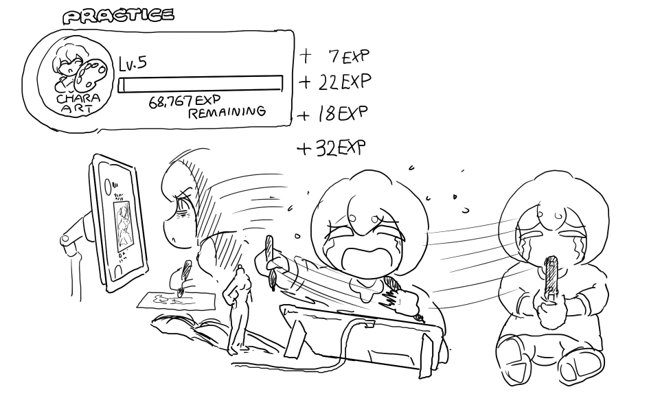 Me struggling with character drawing that is not good at 