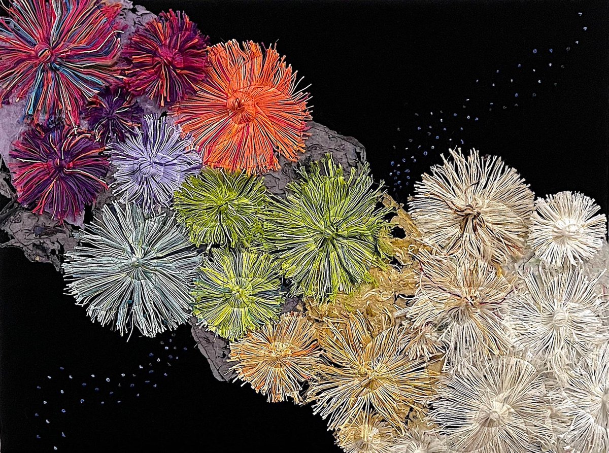 NOAAClimate's tweet photo. Our next Art × Climate Gallery piece from #NCA5 is from Constance Colburn.

"This piece recalls coral reefs and their inhabitants. Here, the gradation from color to monochrome represents the bleaching that occurs as coral dies."

Read more: https://t.co/c6juhpP3Vj https://t.co/VwIhef2U1z