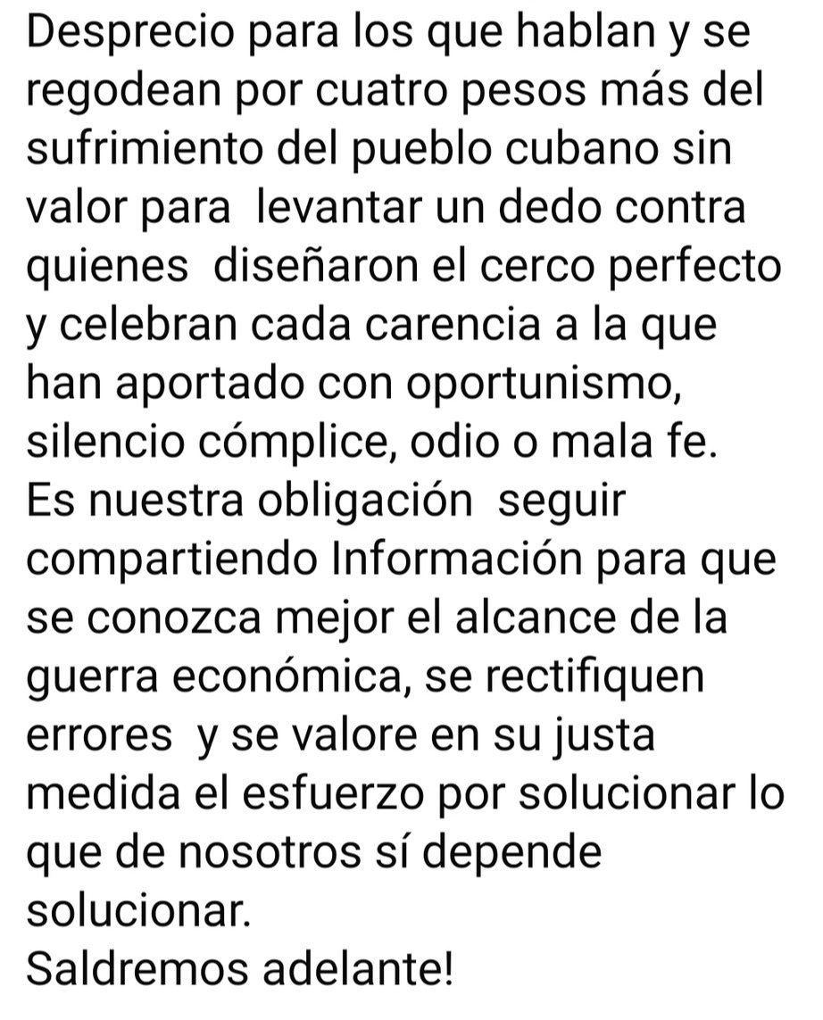 GHNordelo5's tweet photo. De acuerdo 100% contigo, querida hermana @JohanaTablada iVenceremos! #Cuba #CDRCuba #Venceremos https://t.co/PrsTC9swKp