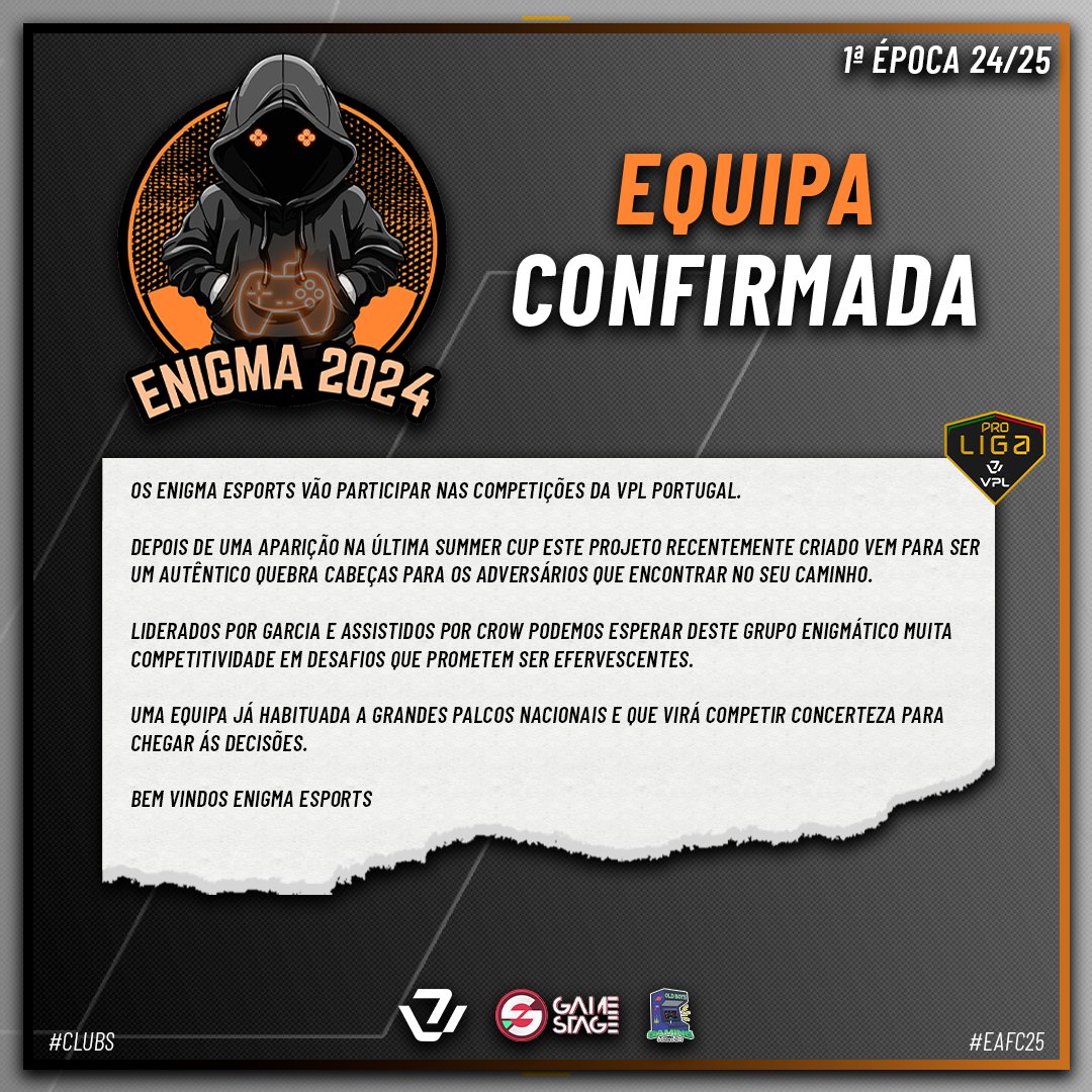 Enigma Esports 

#vplportugal #vplglobal #podcast #eafc25 #proclubs #esports #gaming #gamer #gamerlife #retrogaming #gamestageoeiras #oldboyscommunity