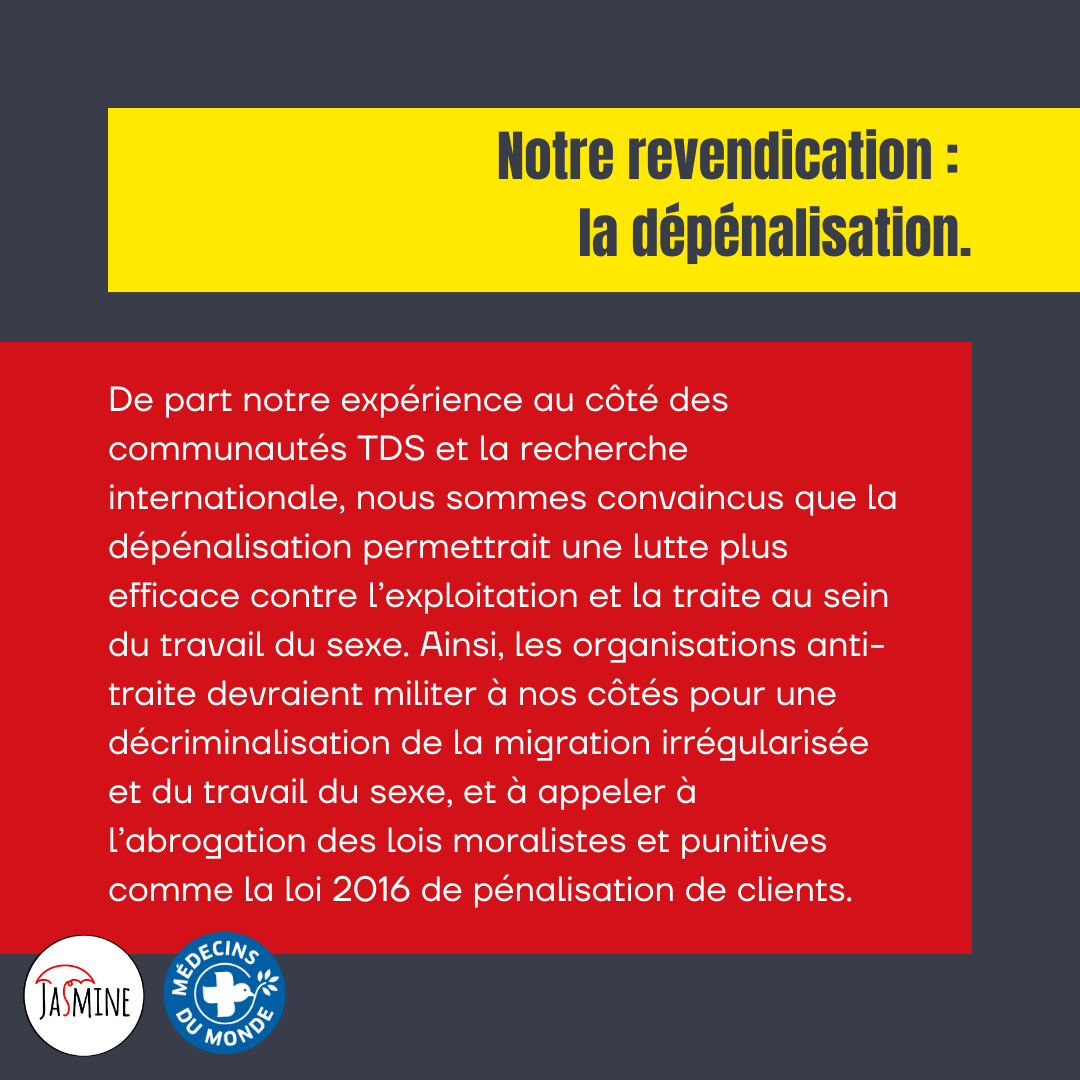 Le 18 octobre est la journée européenne de lutte contre la traite des êtres humains.

Le Projet Jasmine reste engagé
contre l’exploitation, le travail forcé, et la traite.

Quels sont les enjeux pour le travail du sexe ?
#decrimnow #stophumantrafficking

Thread 1/7