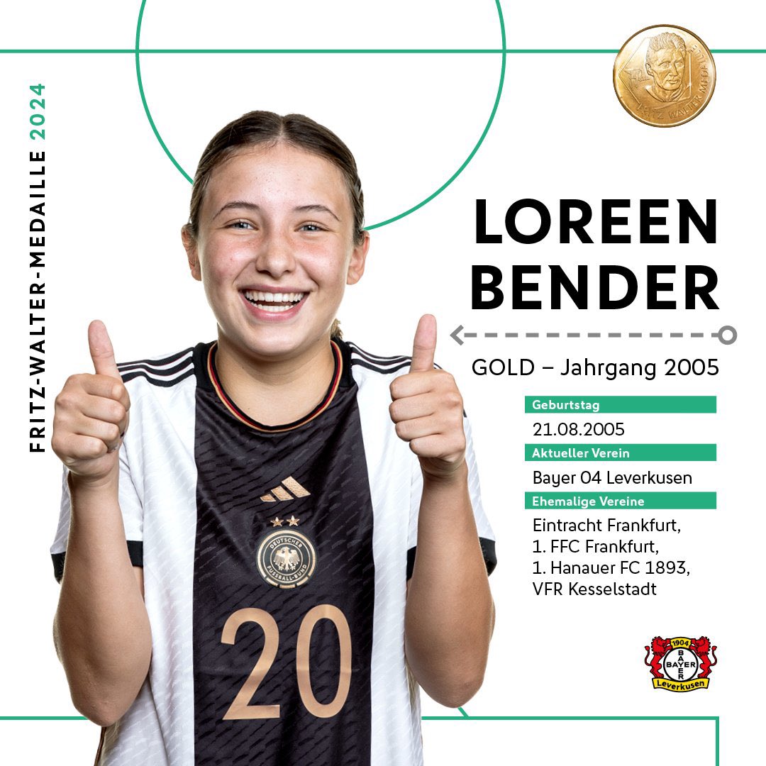 FussballBR's tweet photo. 🇩🇪 Feminino (2005/Sub-19):
🥇 Loreen #Bender (Bayer Leverkusen)
🥈 Rebecca #Adamczyk (SC Freiburg)
🥉 Jella #Veit (Eintracht Frankfurt) https://t.co/yC2x3N86Yy