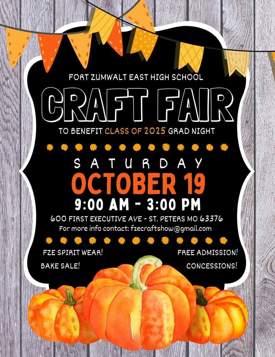 Tomorrow is the big day for the Fall Craft Fair! Come out and show your support for Grad Night - Class of 2025!!