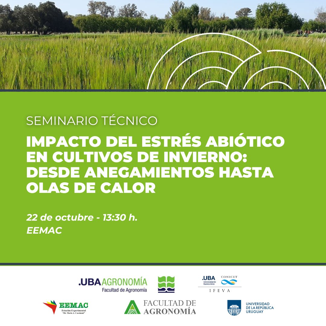 🌾¡No te pierdas este seminario técnico internacional!
📅Mar 22 de oct
📍 EEMAC (Paysandú)
🕒 13:30
🎯 Dirigido a técnicos y productores
💲 Actividad sin costo pero con registro obligatorio
Conocé más en acortar.link/4QQSi3