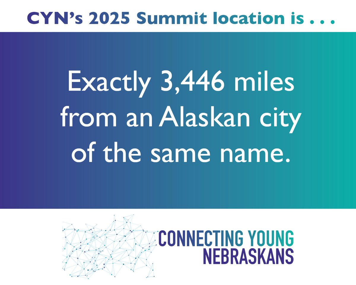 It's time for Clue Two! ⁉

3,446 from Nebraska, this city in Alaska shares a name with your 2025 CYN Summit location.

Joining the network is easy! 🤝 Visit: bit.ly/JOINCYN