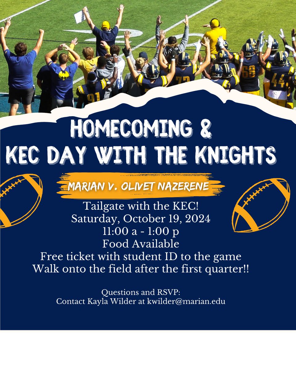 klipschcollege's tweet photo. Homecoming is TOMORROW! Join the KEC Tailgate in the Amphitheatre parking lot for food and games! Tailgating starts at 11am.

Kappa Delta Pi is also taking donations for school supplies for Teachers Treasures! Bring an item to donate and get entered to win a Marian blanket! https://t.co/Fkb1GEKQYY
