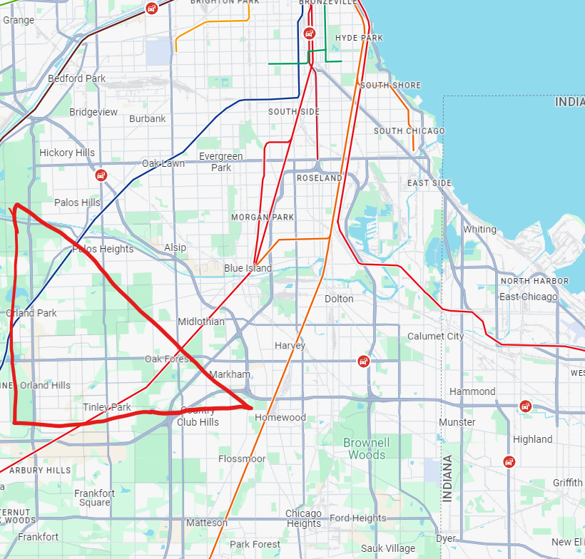 Ladies and Gentlemen of the Chicagoland Area,

I give you the "Drunk racist white lady that will abuse an Uber driver" Triangle