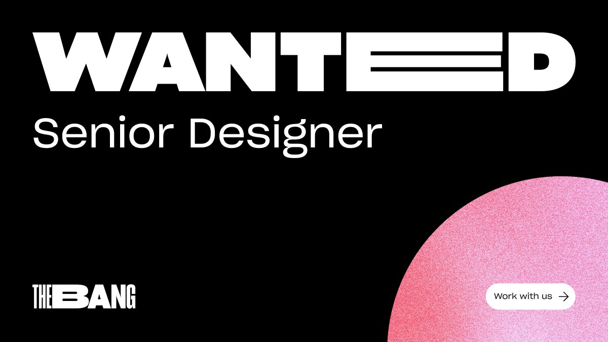 thebang_co's tweet photo. We're on the lookout for another elite Senior Designer to join our small remote agency💥

If you're an experienced designer who sweats the details in branding &amp; UI, comfortable with design systems &amp; dev handoff, and likes getting involved in early-stage strategy, look below👇 https://t.co/AI9Jp1ZSOU